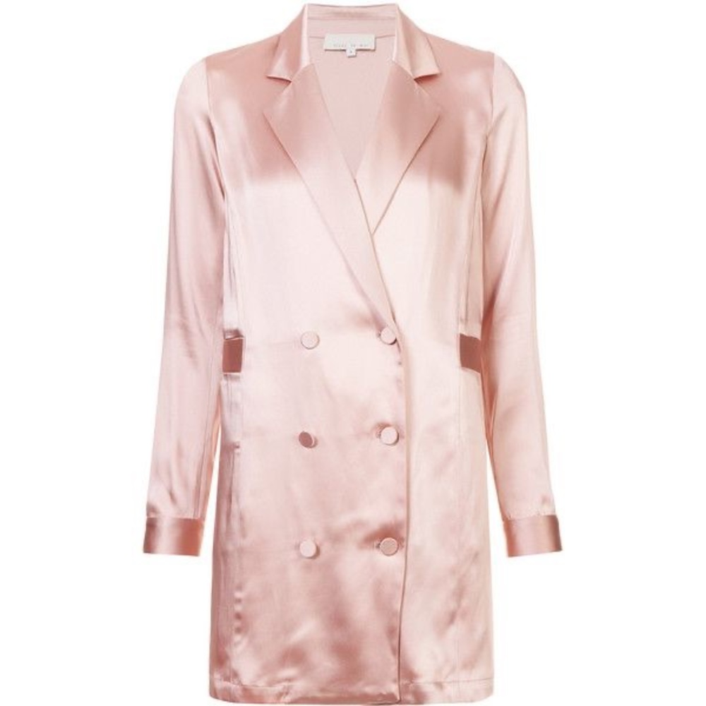 Fleur du Mal Double Breasted Short Dress, Pink, Size Small